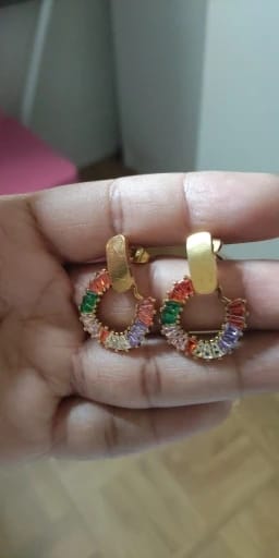 Customer photo review of Carnival Baguette Drop Earrings