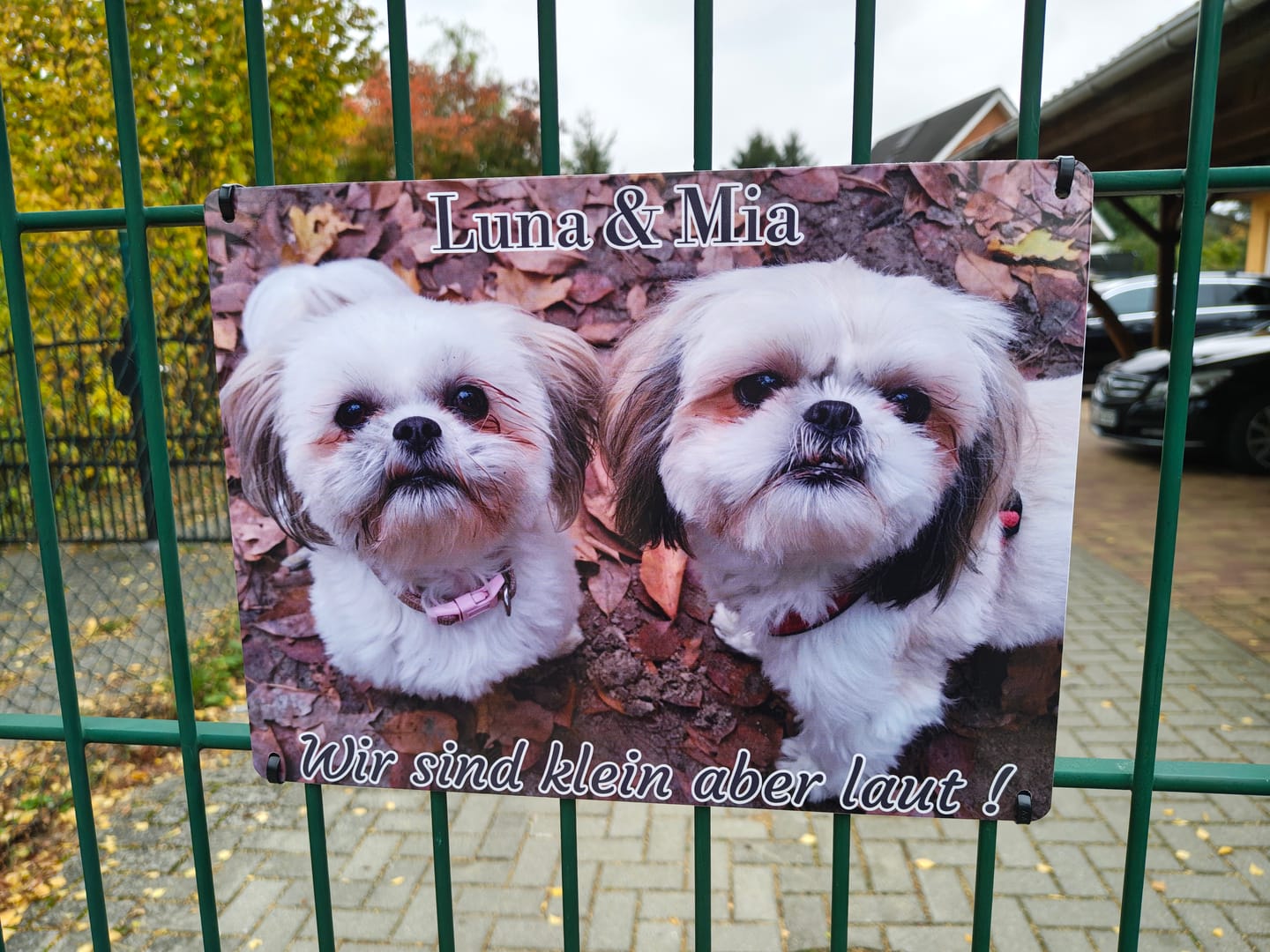 Customer photo review of Hunde-Türschild personalisiert mit Foto & Text (UV- und wetterfest)