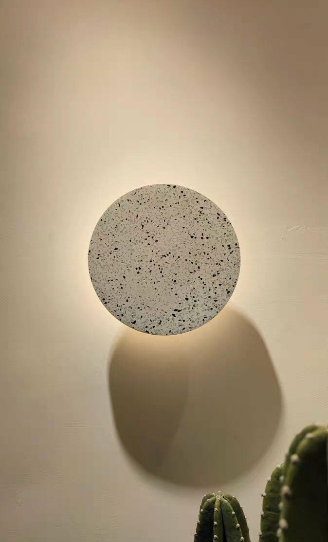 Customer photo review of Round Wall Light, Terrazzo or Concrete, Integrated LED, Wall Sconce