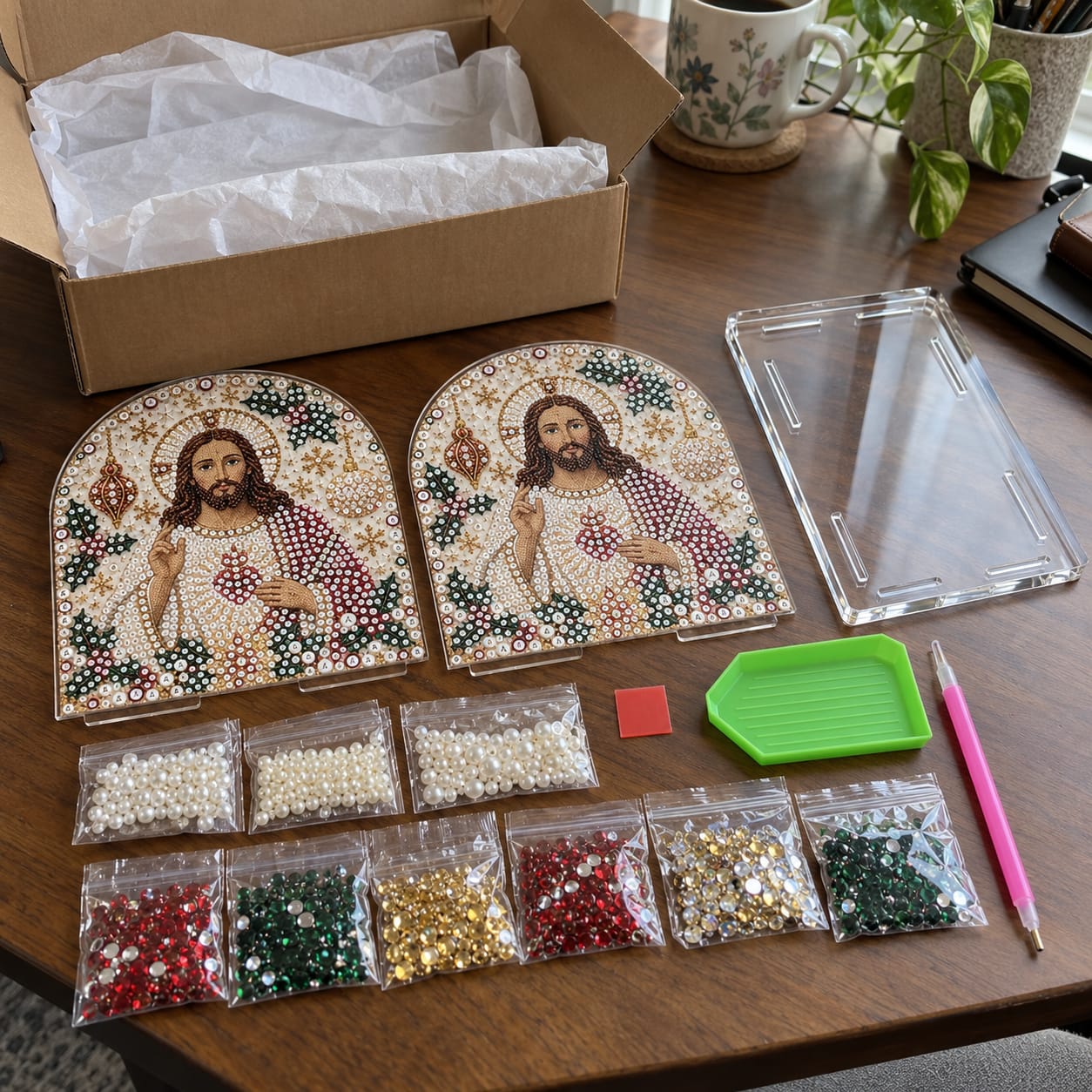 Customer photo review of Christmas Diamond Painting Tissue Box Holder for Adults