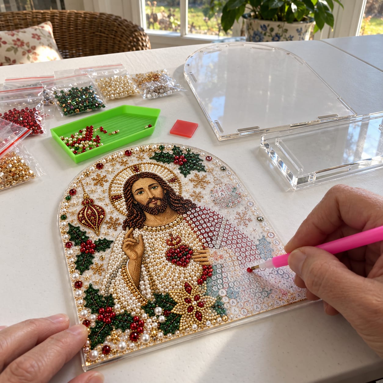Customer photo review of Christmas Diamond Painting Tissue Box Holder for Adults