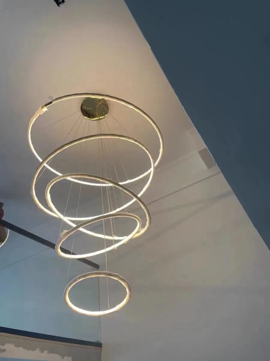 Customer photo review of Gold Chandelier, Interlocking LED Rings, Acrylic, Adjustable Cord