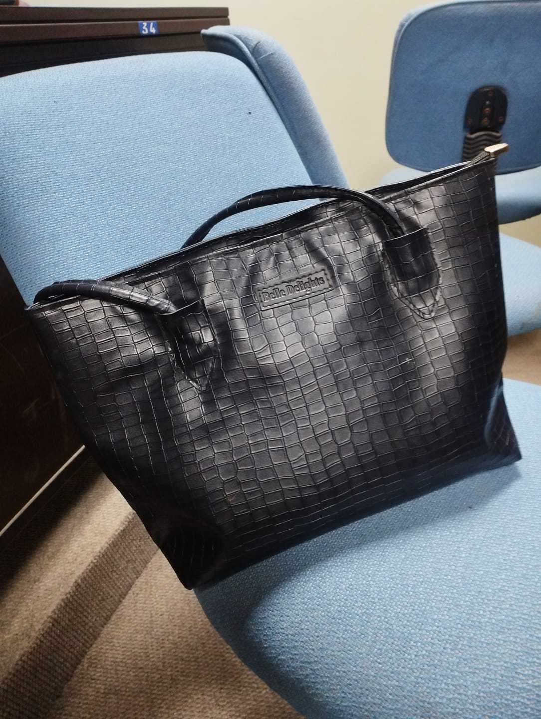Customer photo review of Black Belle Croc Tote Bag