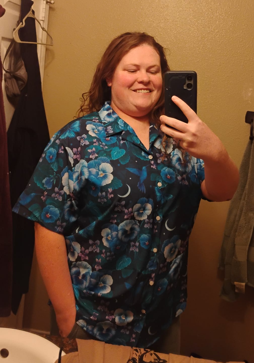 Customer photo review of Episodic Violet Purple Night Button Up Shirt