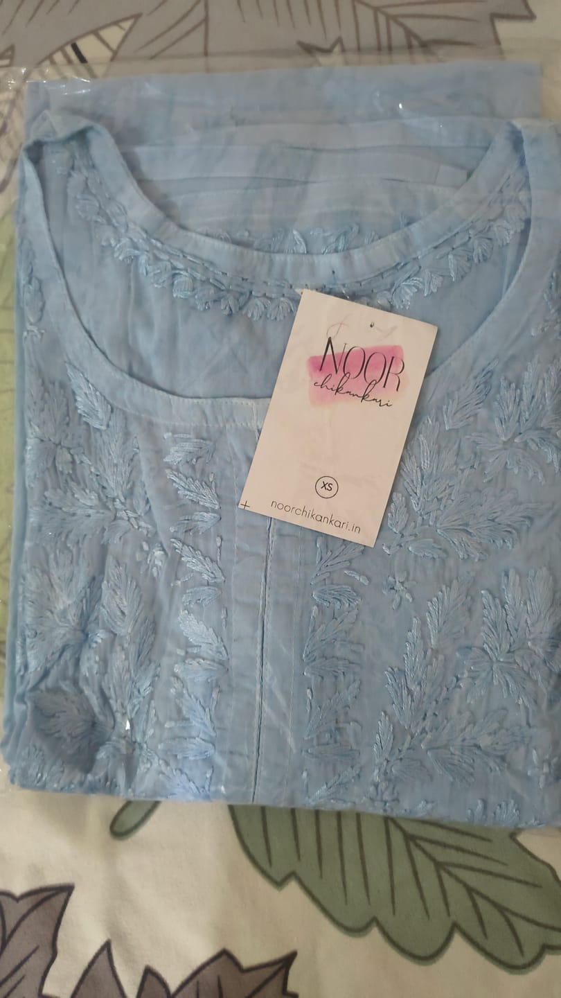 Customer photo review of Zainab Powder Blue Long Rayon kurta