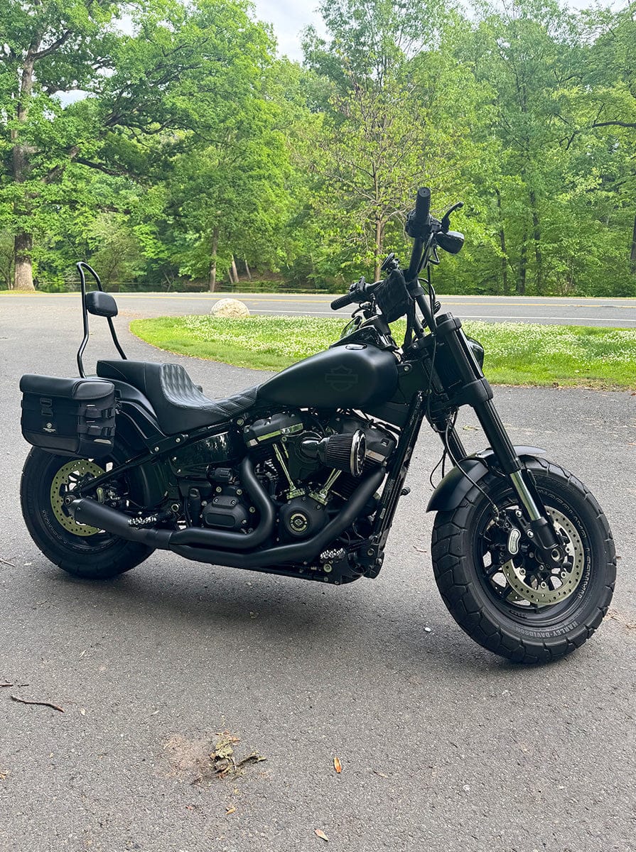 Customer photo review of 20L - Incognito Quick-Mount Small Harley Softail Fat Bob FXFB/S Motorcycle Saddlebags