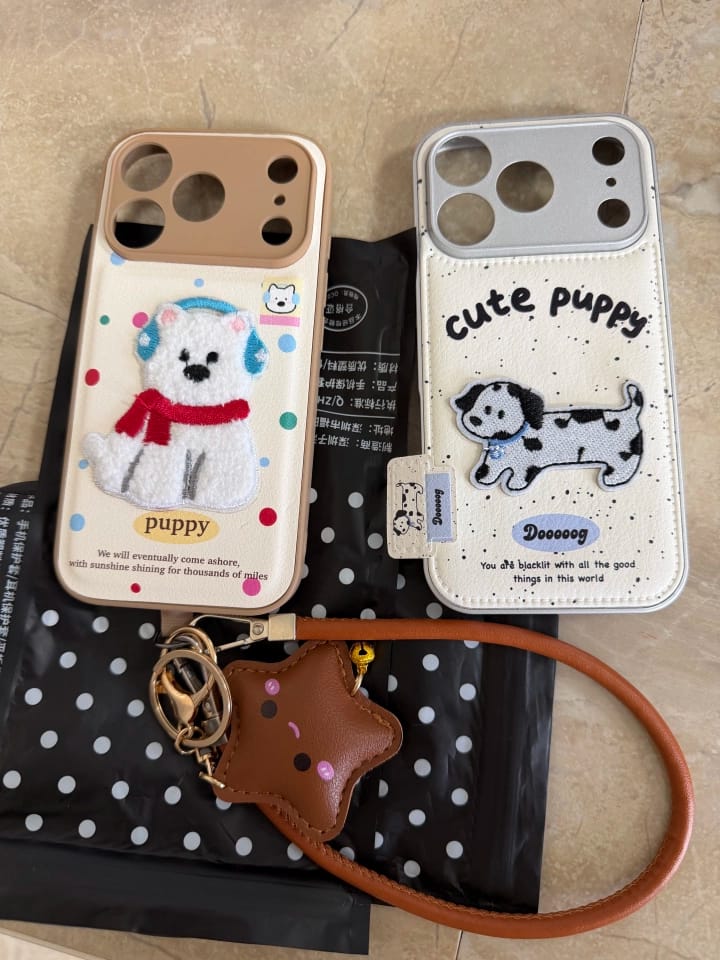Customer photo review of Krem Cute Puppy Benekli Askılı iPhone Kılıfı