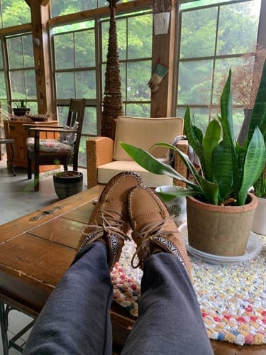 Customer photo review of Women's Moose-Touch Earthing Moccasin Boots