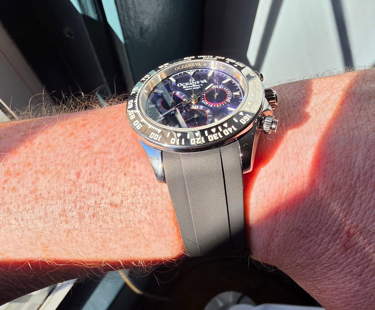 Customer photo review of Oceaneva WaveRacer 1000m Mechanical Chronograph Automatic Grade 5 Titanium Watch Dark Blue