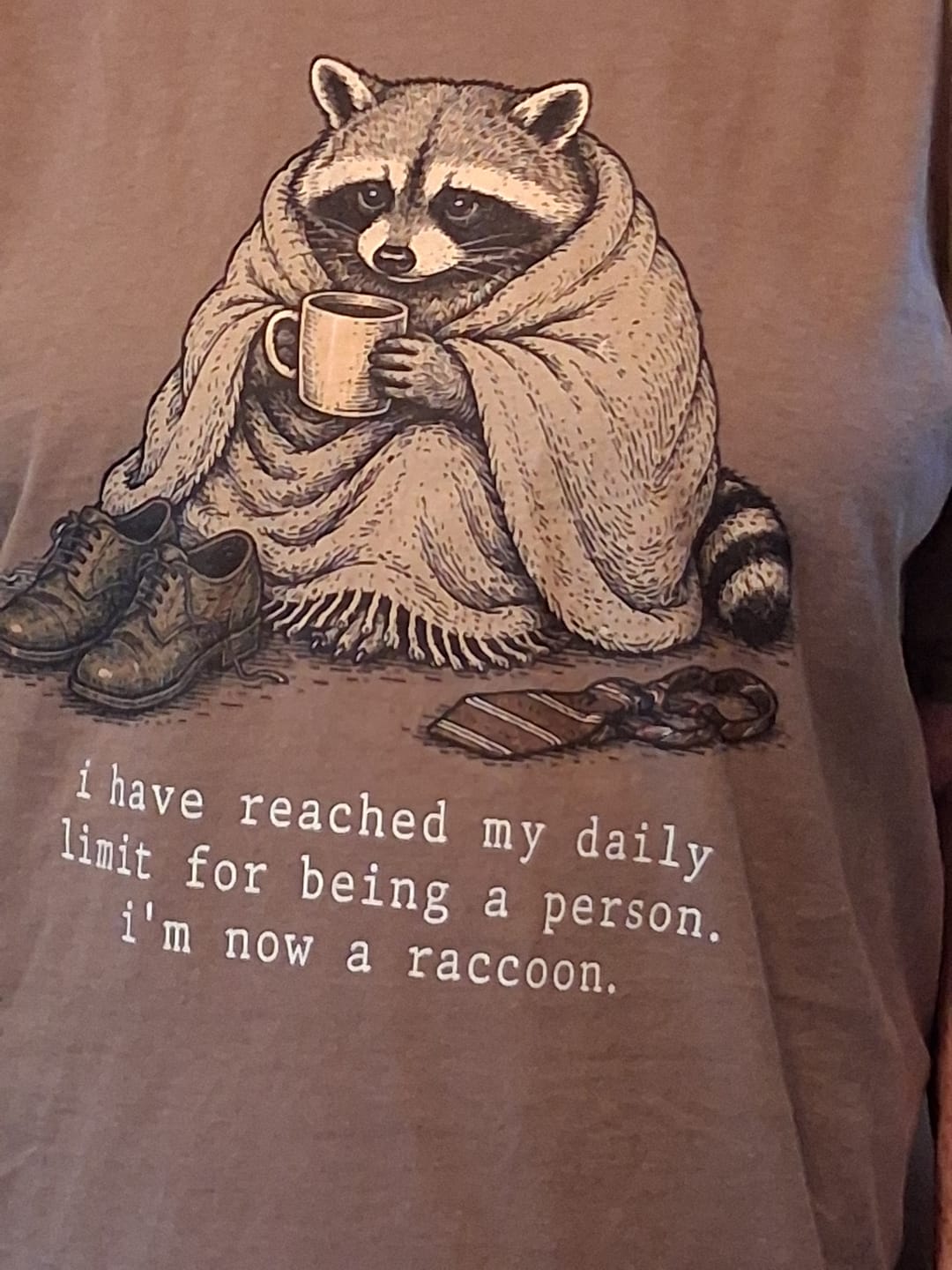 Customer photo review of Daily Limit Raccoon T-Shirt