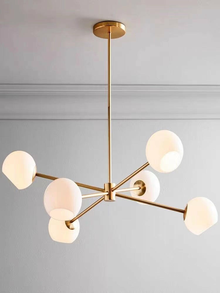 Customer photo review of Frosted Glass Orb Chandelier, 6 Lights, Gold or Black, 94 cm