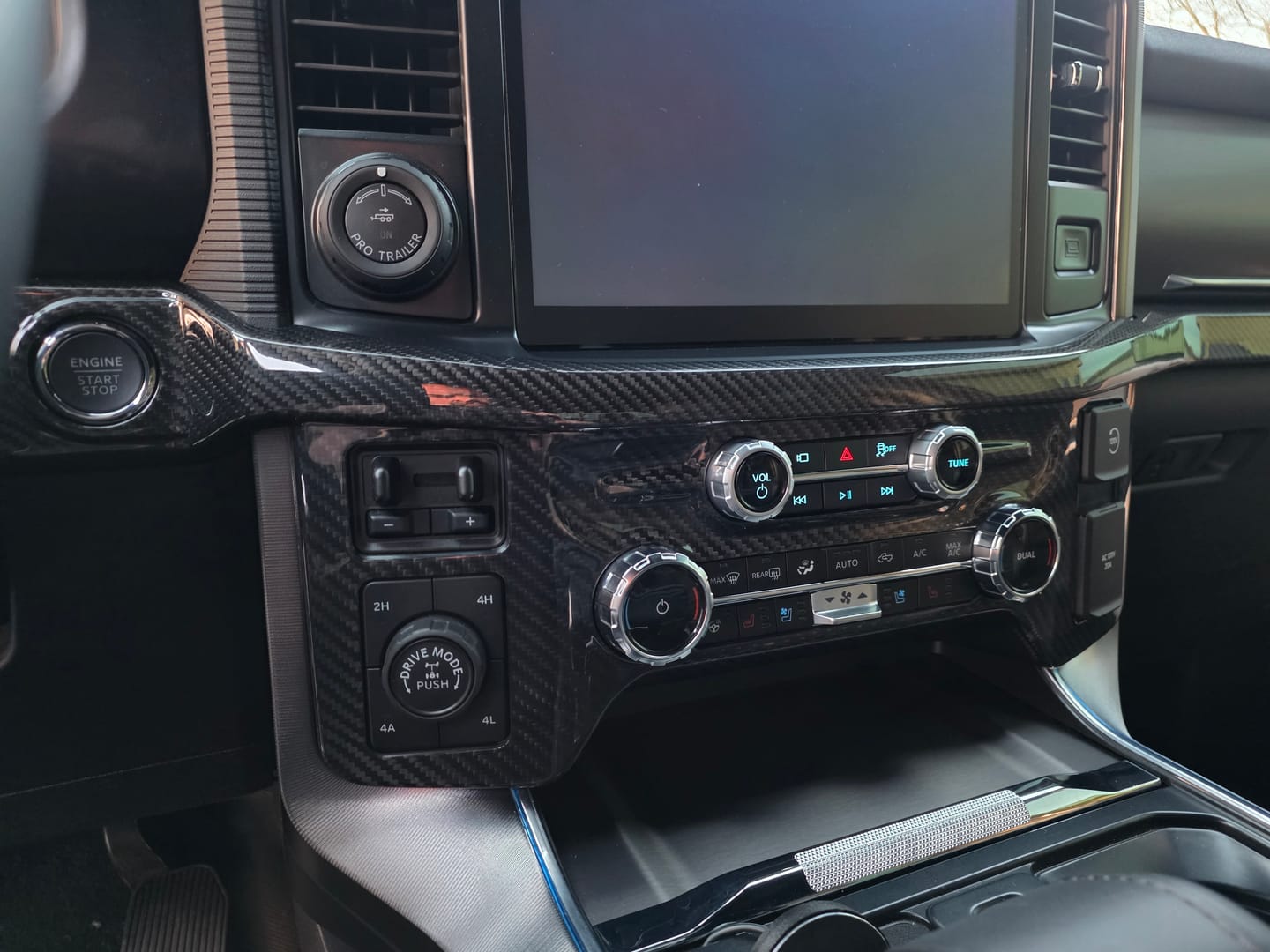 Customer photo review of Real Carbon Fiber Climate Control Panel Trim Cover for 2021+ Ford F-150
