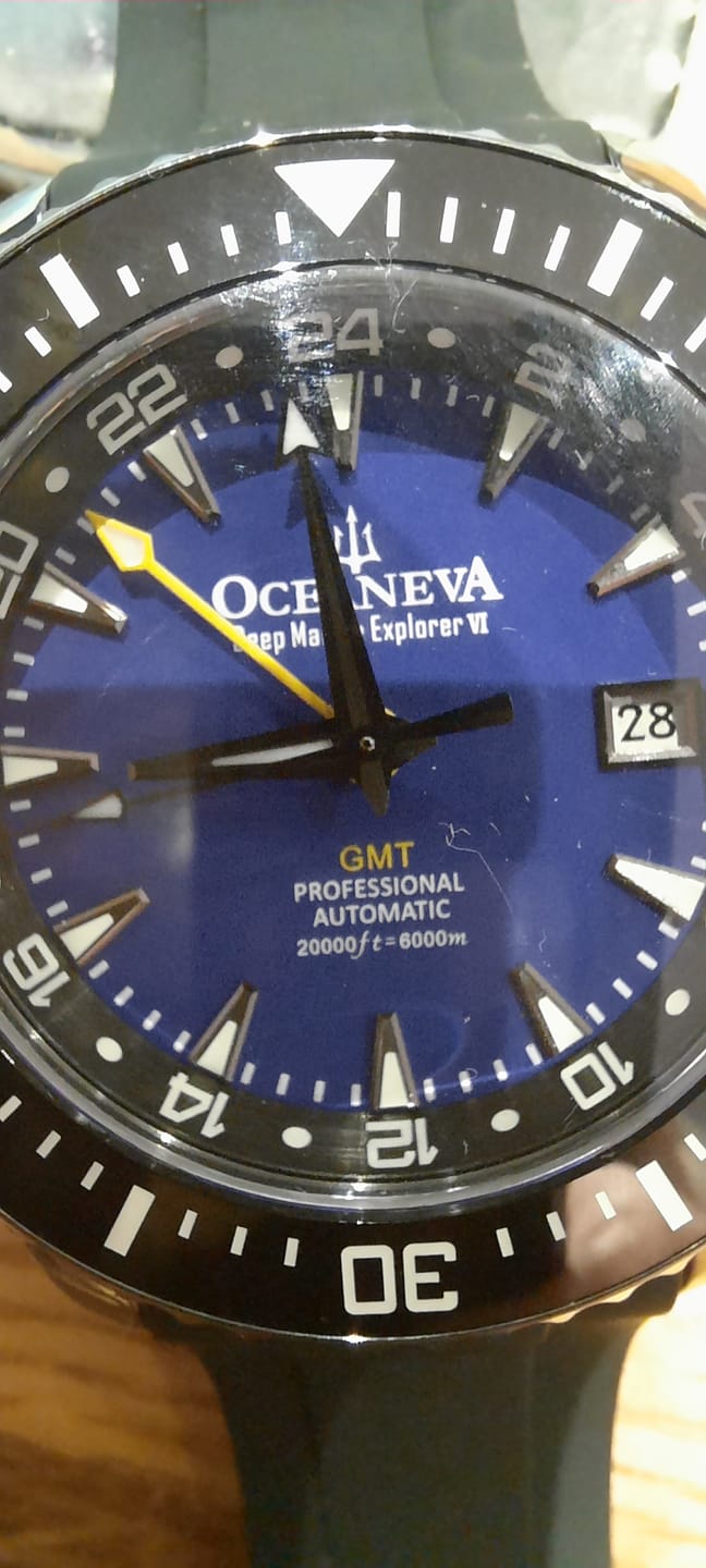 Customer photo review of Oceaneva 6000m Deep Marine Explorer VI Grade 5 Titanium GMT True Dive Purple Automatic Watch