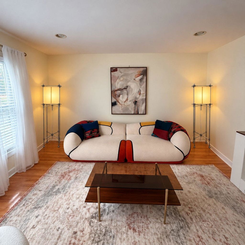Customer photo review of Paper Cube Floor Lamp, Handmade Parchment Shade, Metal Frame