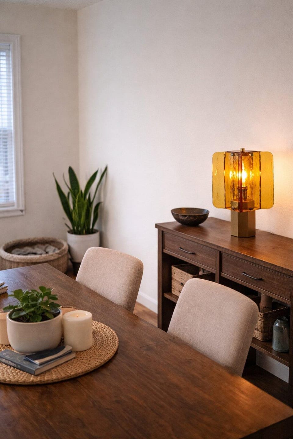 Customer photo review of Amber Glass Table Lamp, Vintage Copper Base, 150 cm Cord