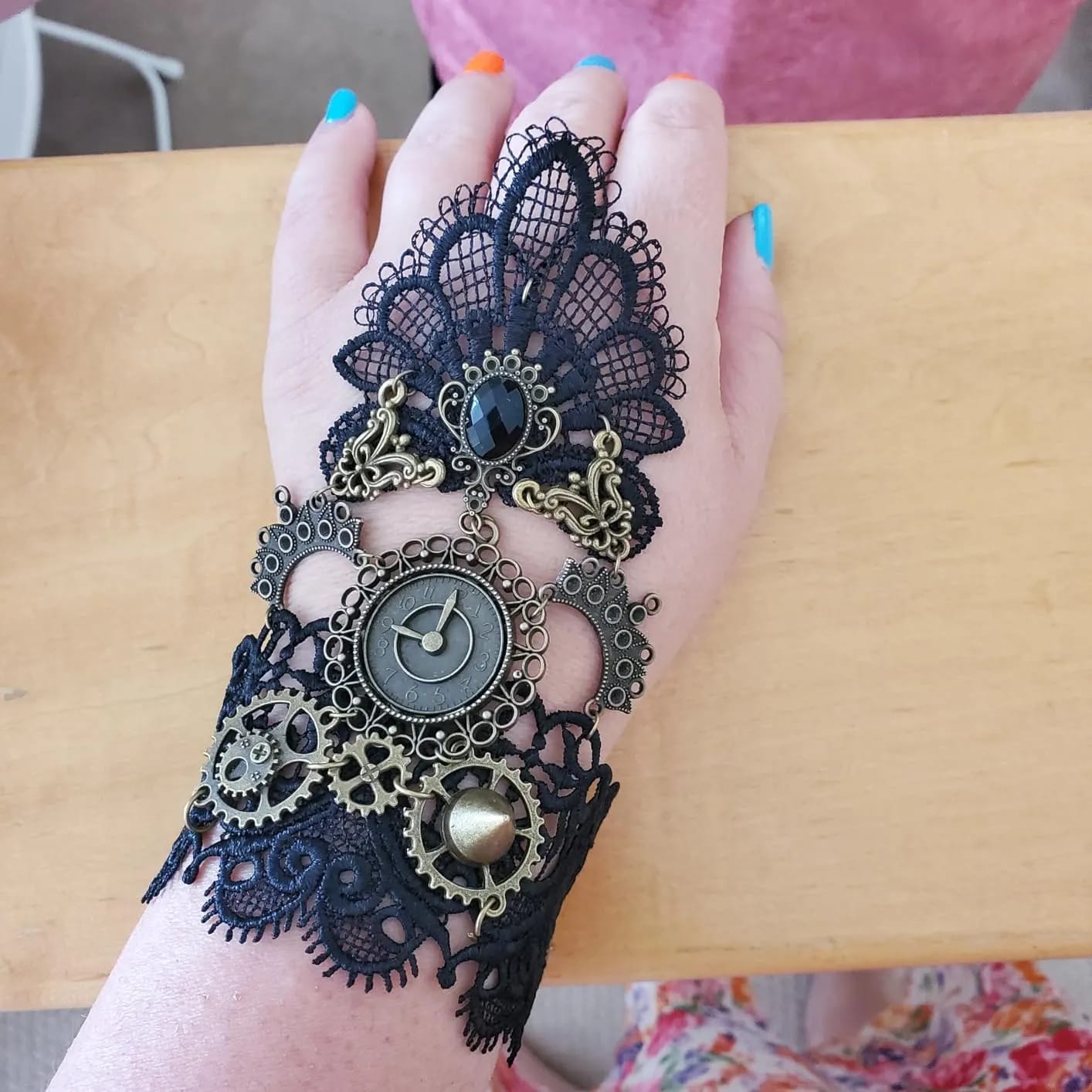 Customer photo review of Gothic Steampunk back hand glove