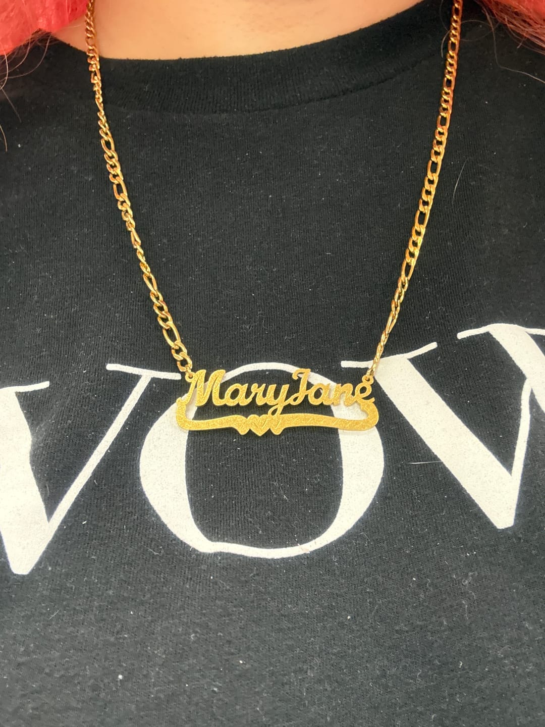 Customer photo review of Diamond Cut Heart Name Necklace