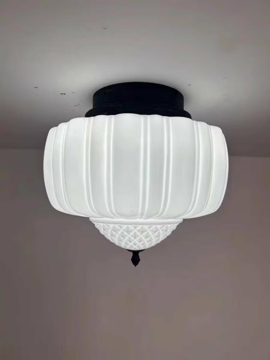 Customer photo review of Black Metal Ceiling Light, White Glass Shade, Mid-Century, 36 cm