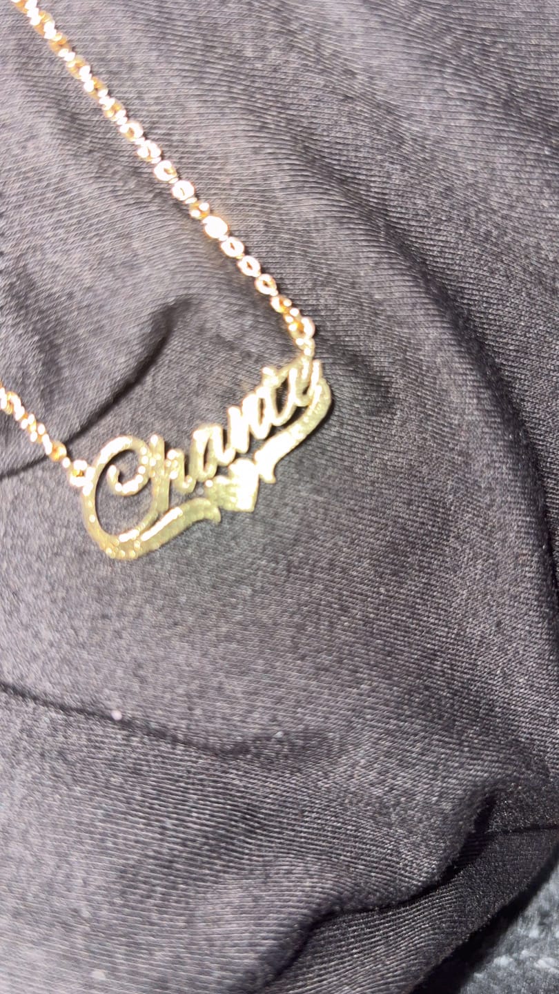 Customer photo review of Personalized Sparkle Name Necklace with Heart Underline