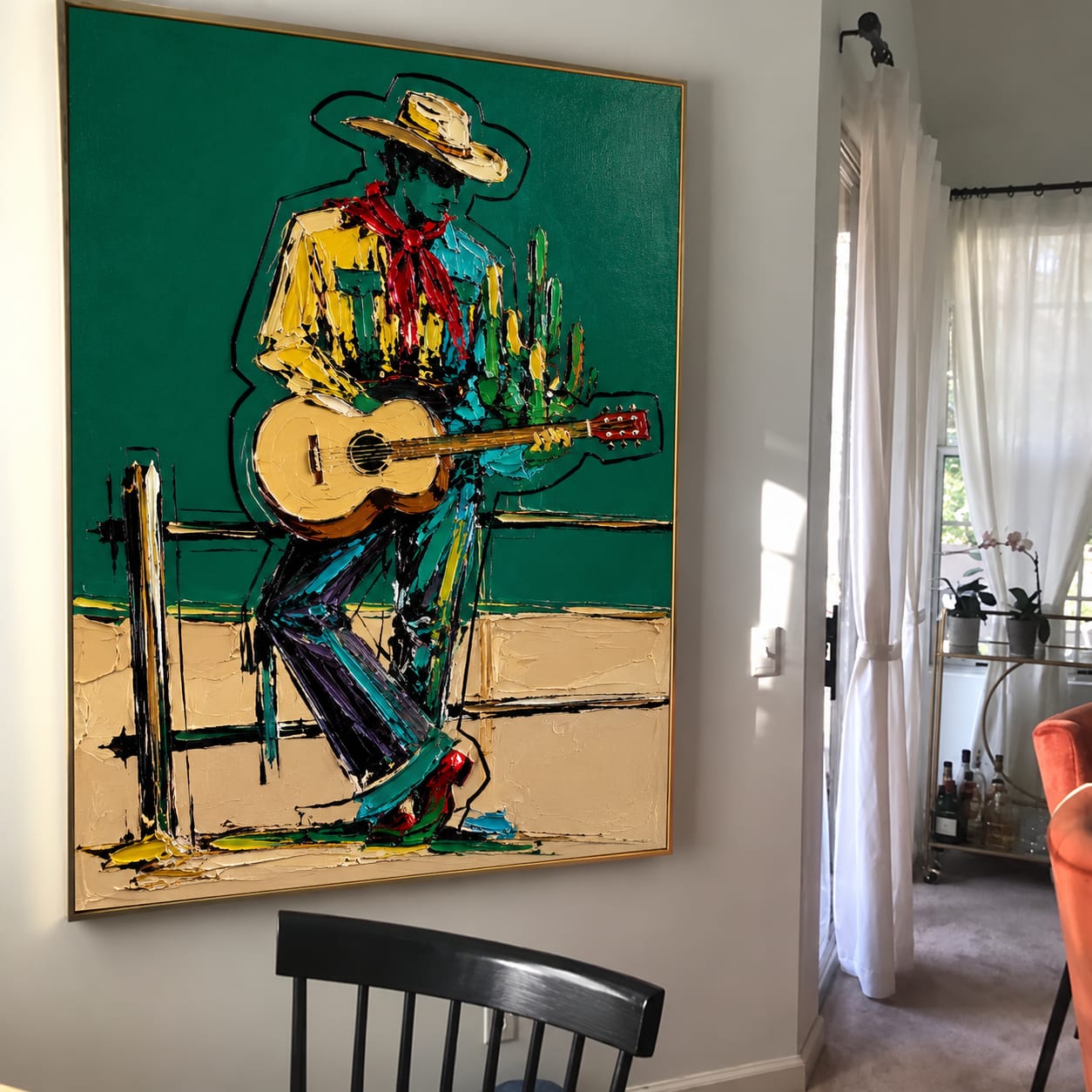 Customer photo review of Desert Melody-Cowboy Guitar Western Painting