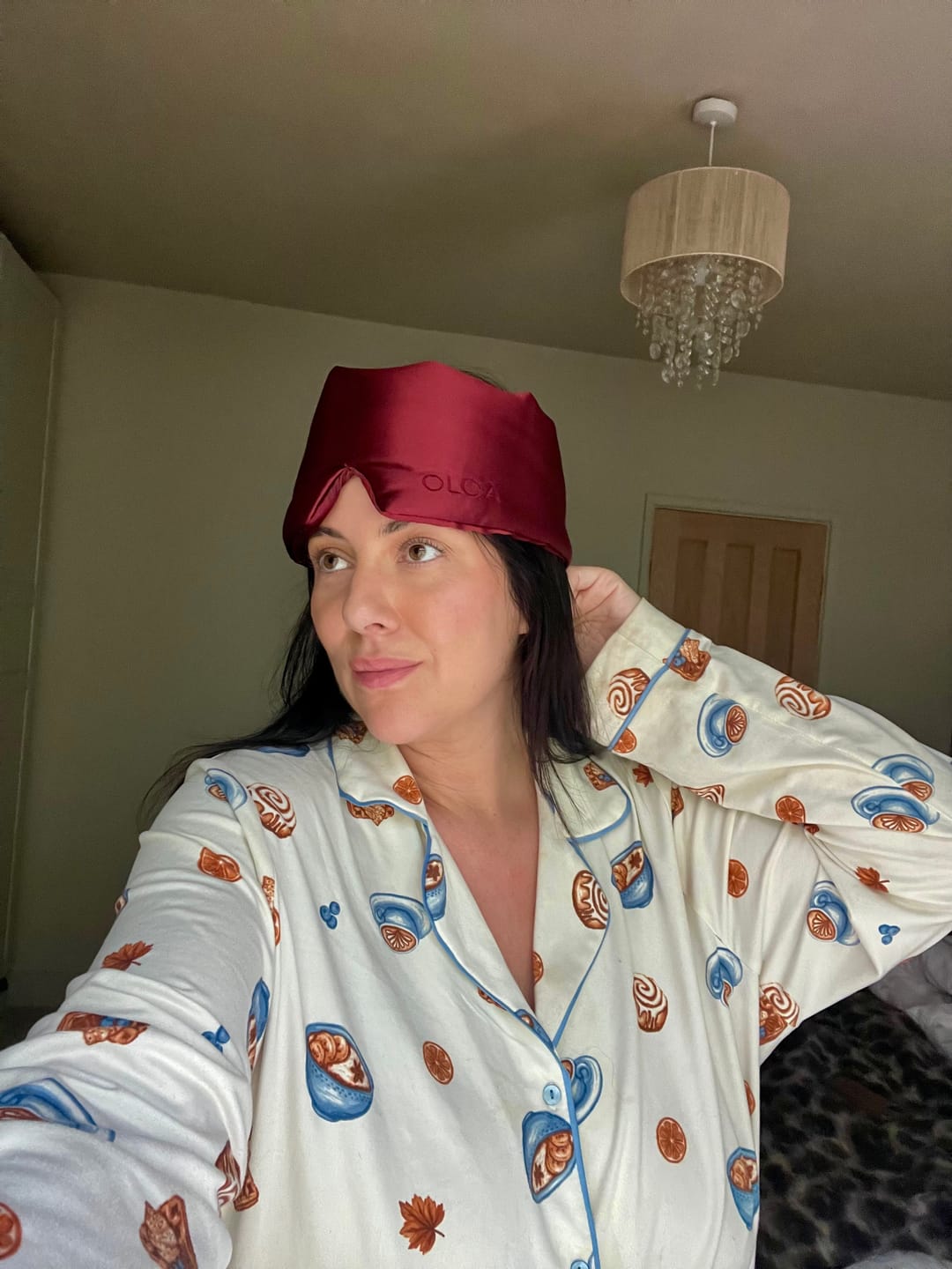 Customer photo review of Velvet Merlot Silk Sleep Mask