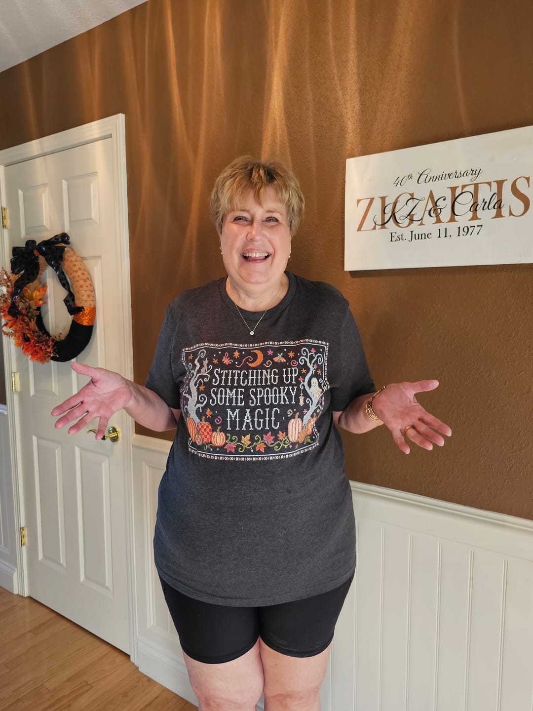 Customer photo review of Midnight Pumpkin Stitch T-shirt