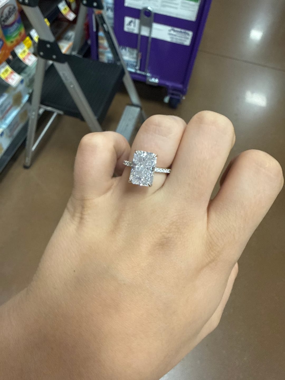 Customer photo review of S925 2.0Ct～7.0Ct Radiant Cut Engagement Ring Or Enhancer Wedding Set In Sterling Silver