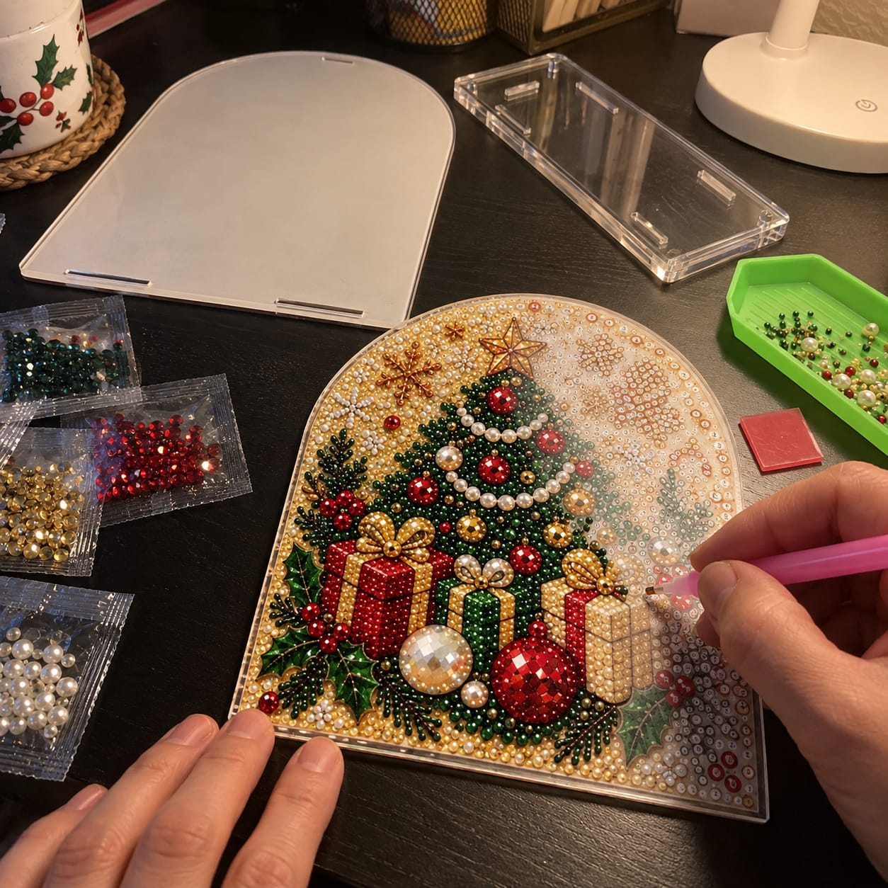 Customer photo review of Christmas Diamond Painting Tissue Box Holder for Adults