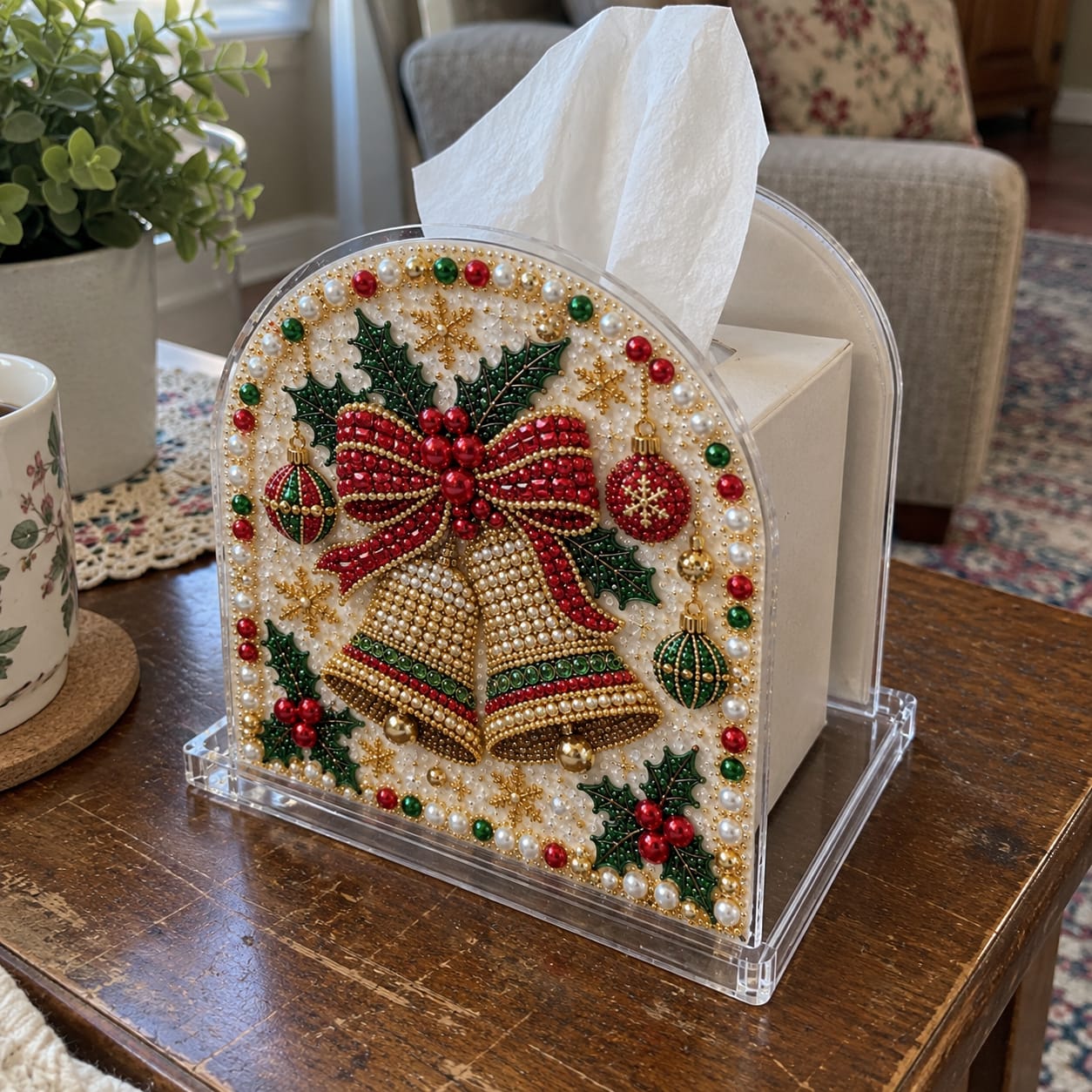 Customer photo review of Christmas Diamond Painting Tissue Box Holder for Adults