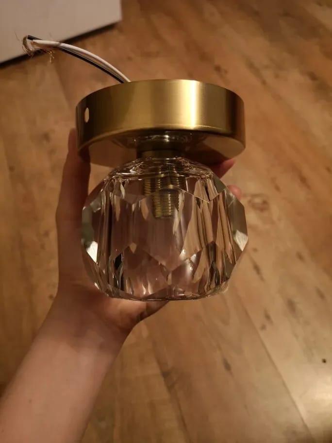 Customer photo review of Gold Ceiling Light, Faceted Crystal Glass Shade, 10–11 cm
