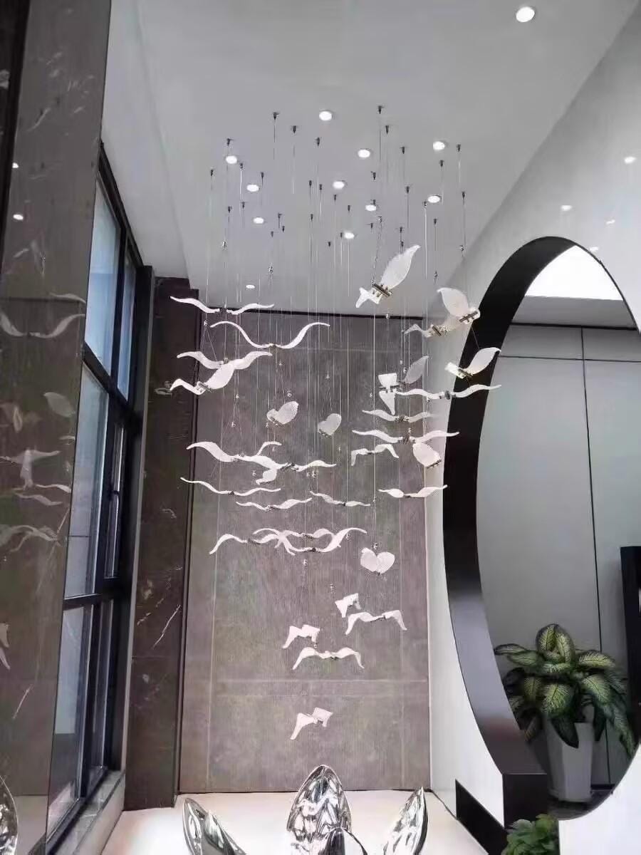 Customer photo review of Glass Seagull Chandelier, Integrated LED Canopy, Hardwired