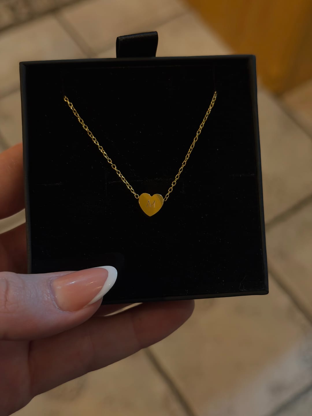 Customer photo review of Amo Heart Necklace in Gold