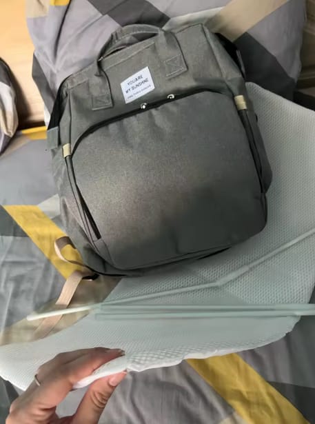 Customer photo review of Mochila Pañalera con Cuna