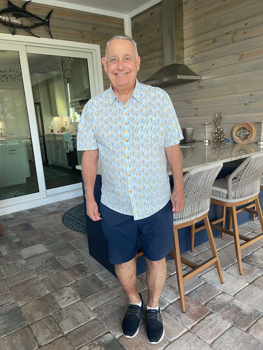 Customer photo review of Men’s Casual Pineapple Print Short Sleeve Breathable Beach Shirt