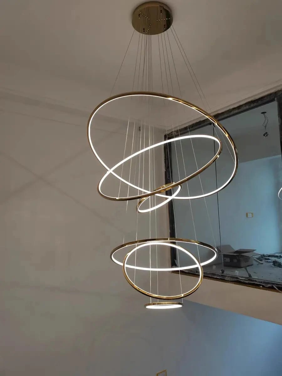 Customer photo review of Gold Chandelier, Interlocking LED Rings, Acrylic, Adjustable Cord