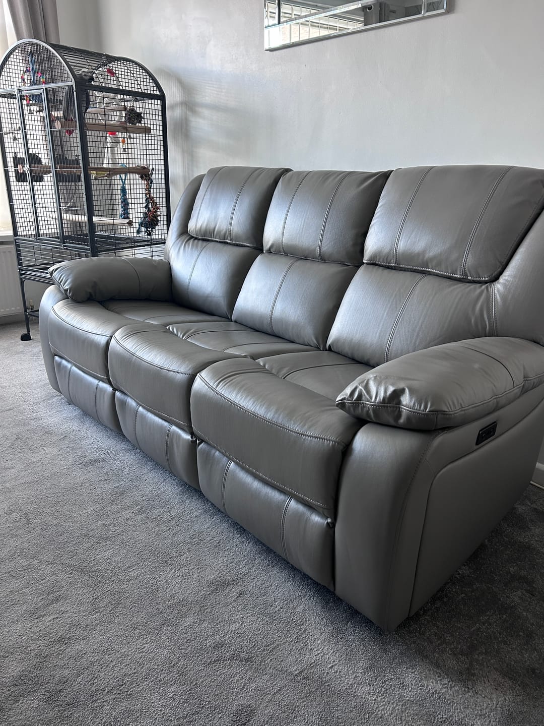Customer photo review of Las Vegas Leather 2 Seater Power Recliner Sofa, Steel Grey