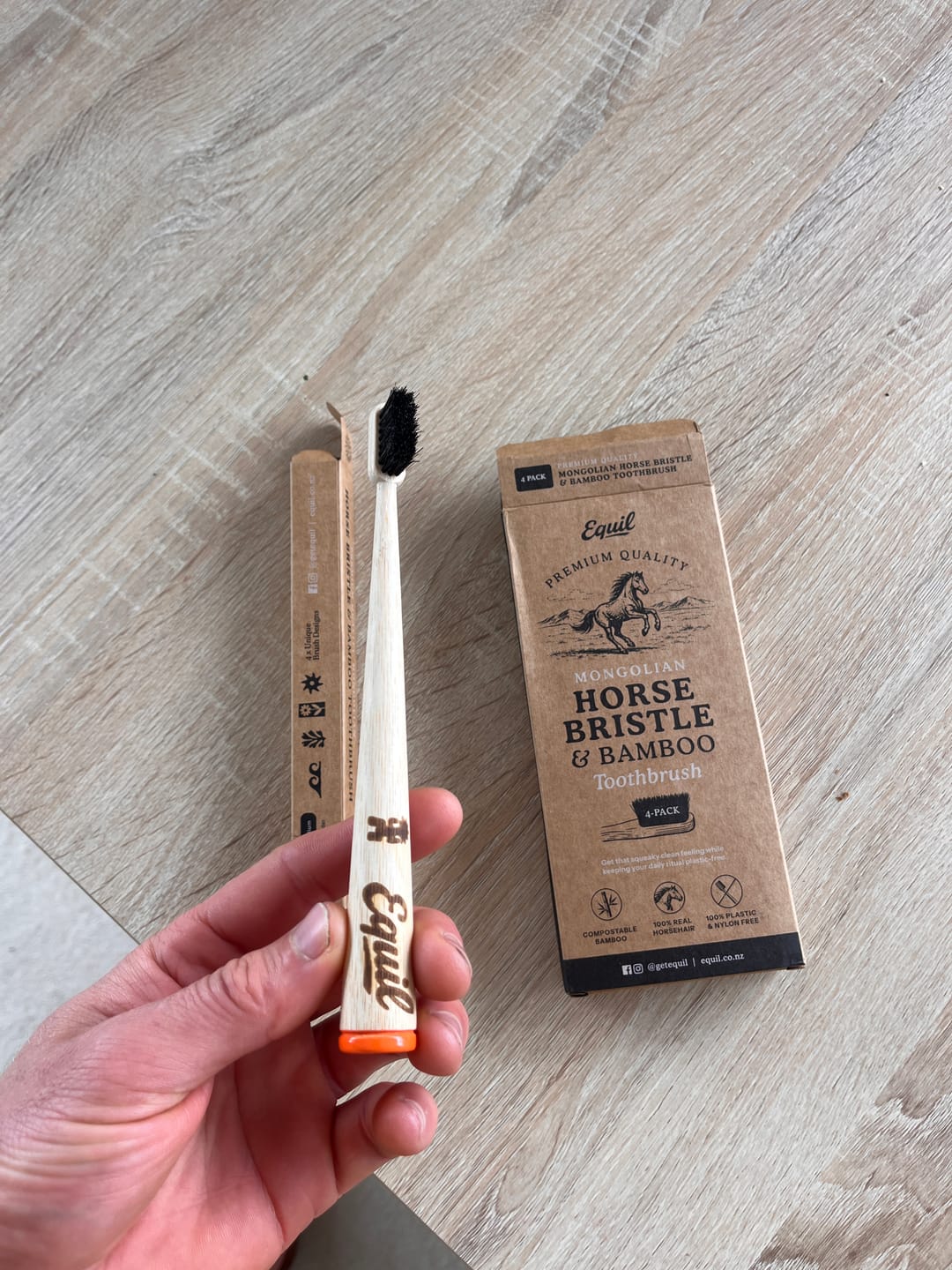 Customer photo review of Horse Bristle & Bamboo Toothbrush