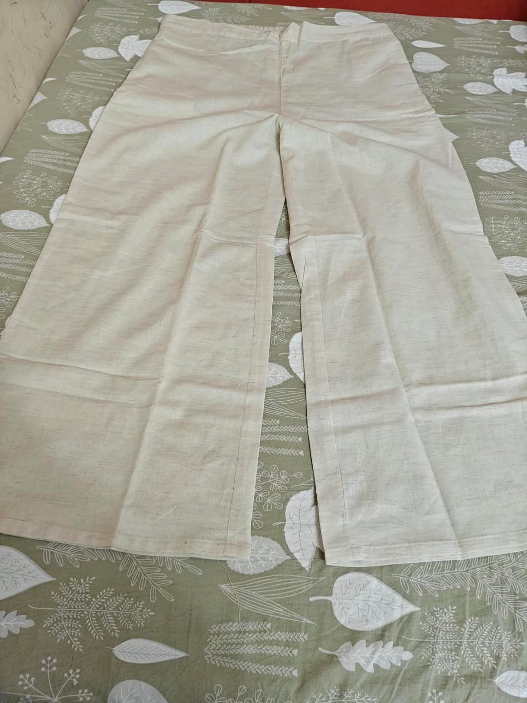 Customer photo review of Women Ecru Airy Linen Wide Leg Pant