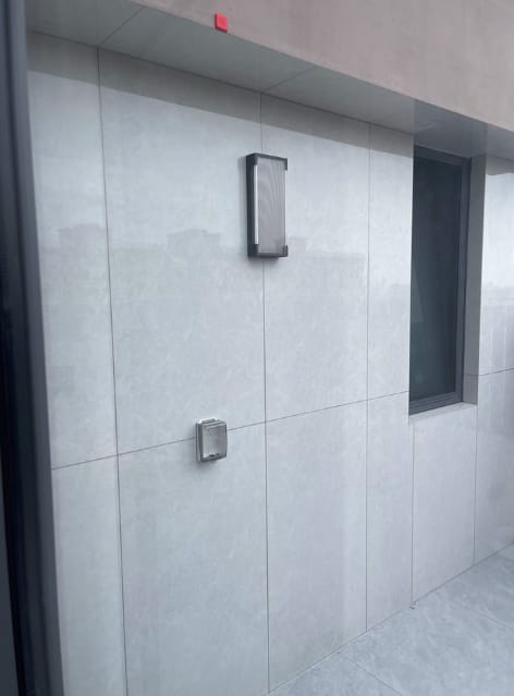Customer photo review of Outdoor Wall Light, Rectangular Ribbed Panel, LED Wall Sconce