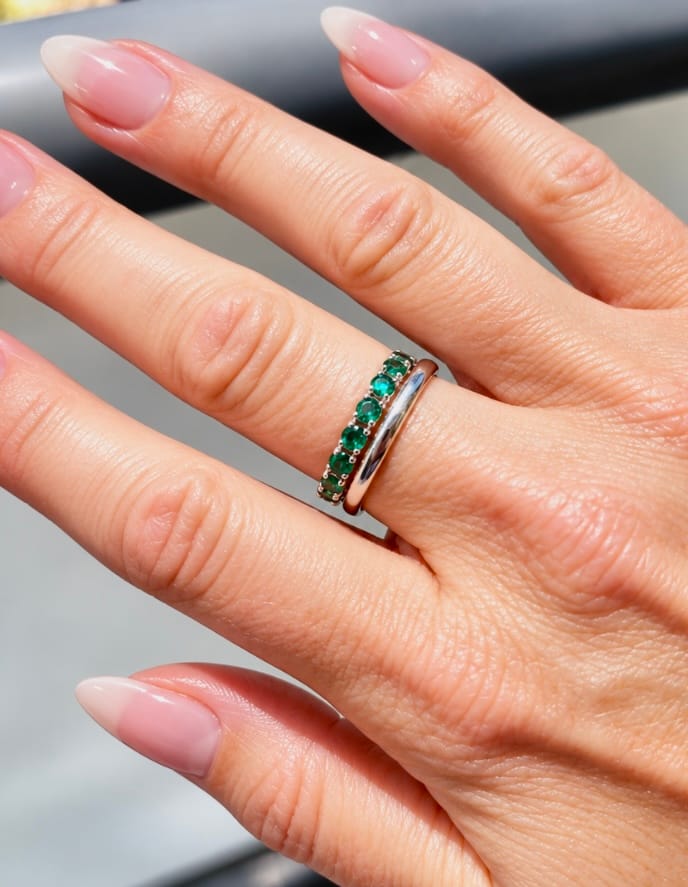 Customer photo review of Silver Marissa Emerald Green Layered Ring