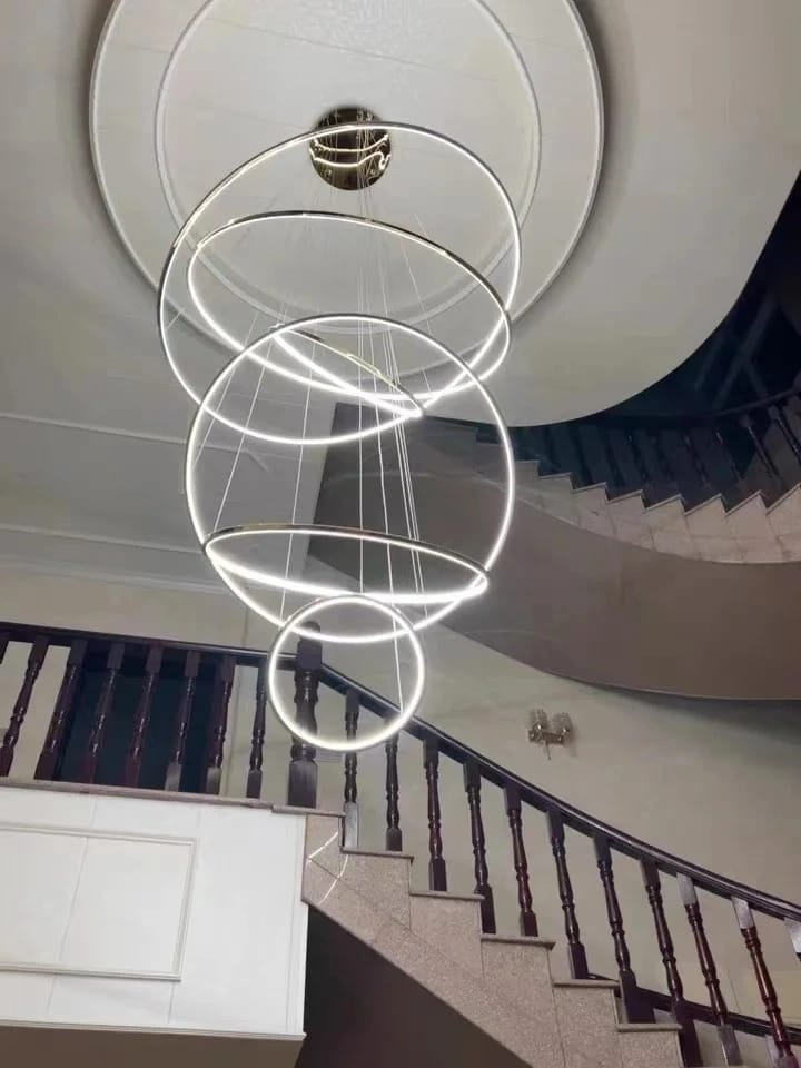 Customer photo review of Gold Chandelier, Interlocking LED Rings, Acrylic, Adjustable Cord