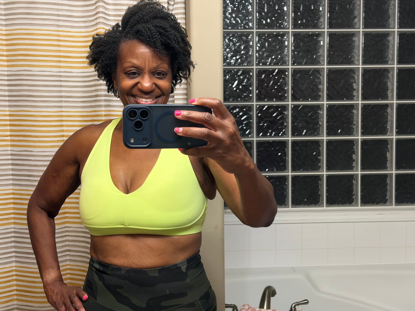 Customer photo review of BOLD Scoop Neck Racerback Sports Bra