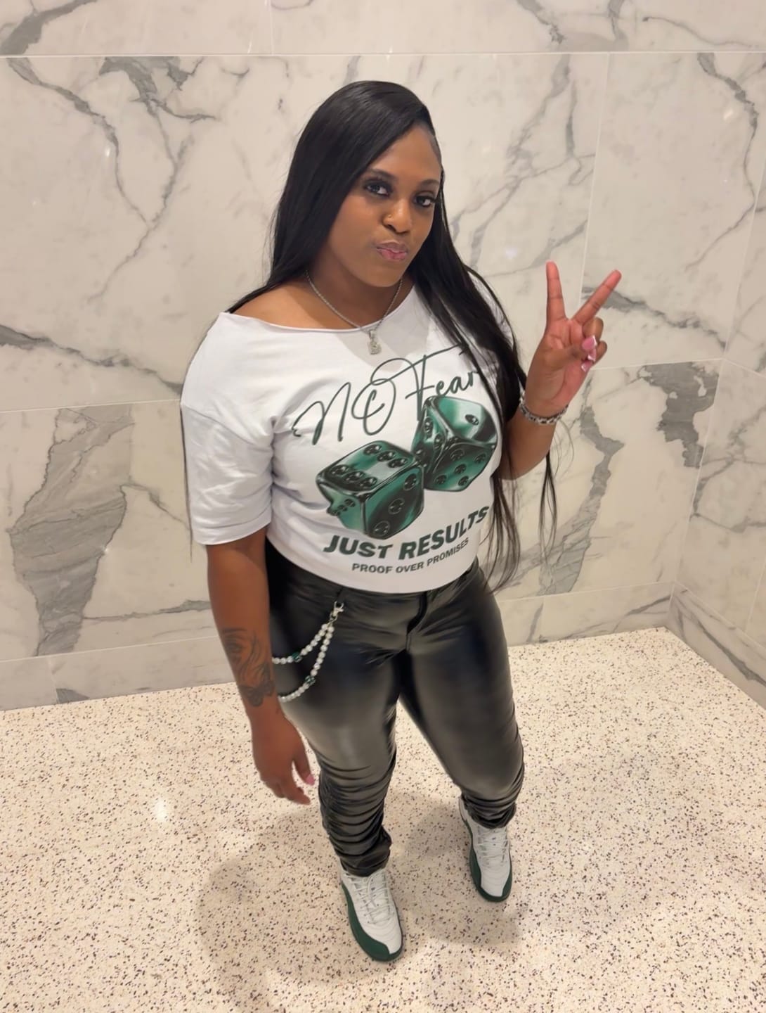 Customer photo review of No Fear Air Jordan 12 Summit Green Matching Graphic Tee