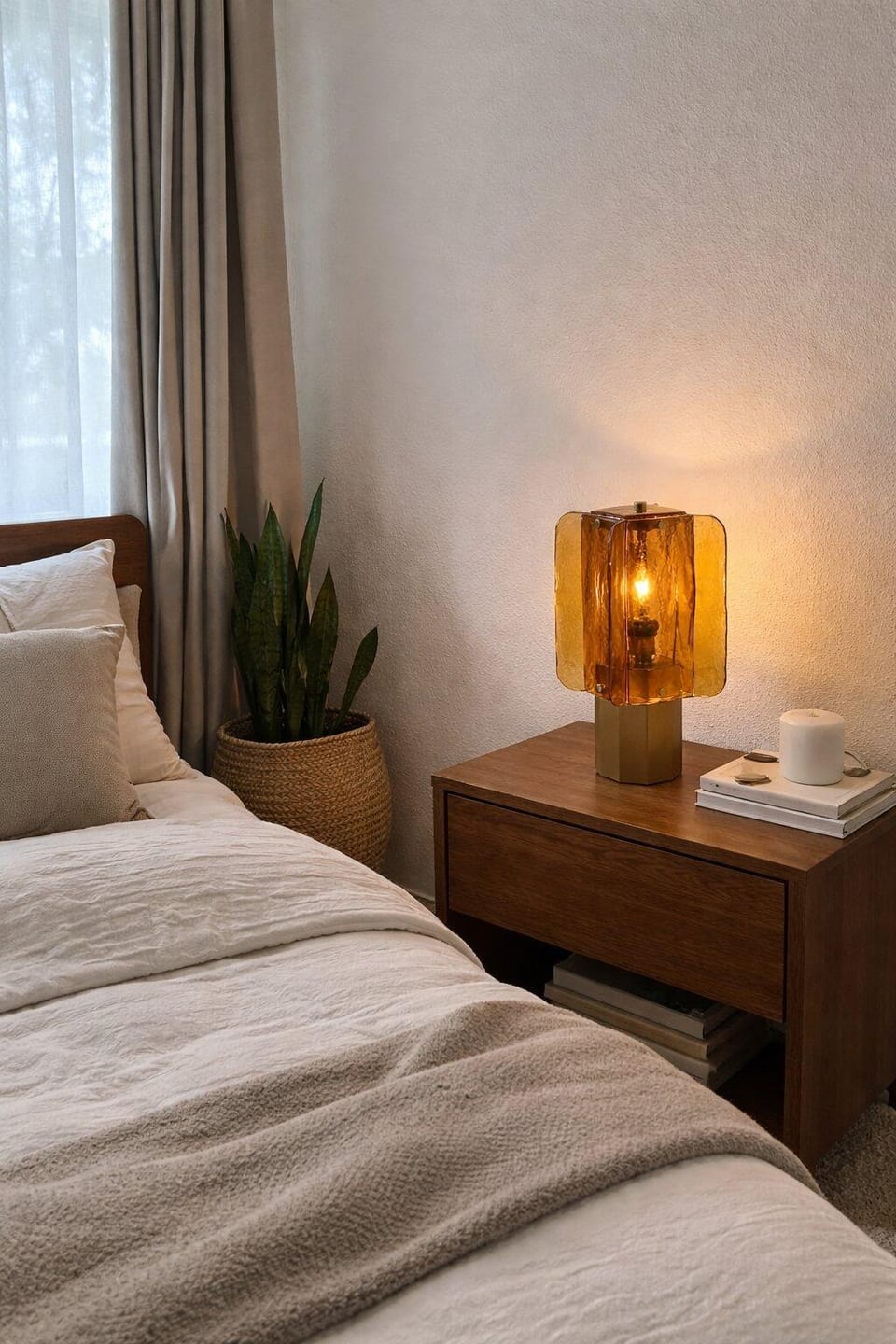 Customer photo review of Amber Glass Table Lamp, Vintage Copper Base, 150 cm Cord