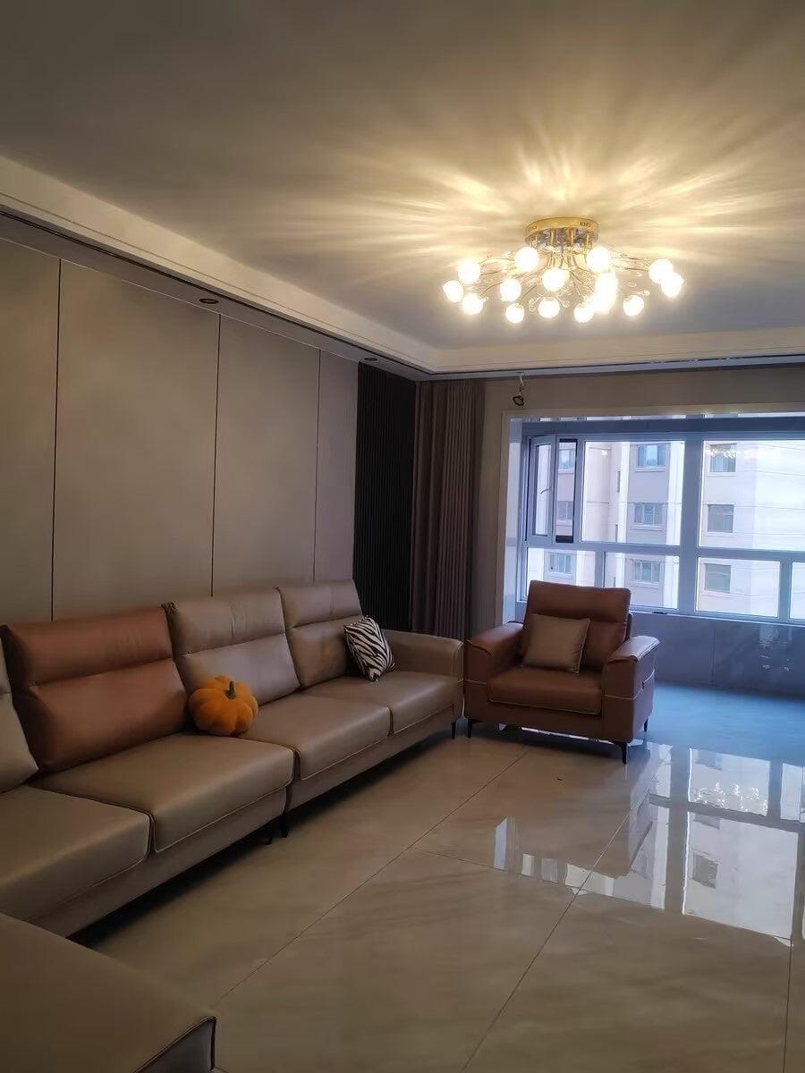 Customer photo review of Crystal Flower Ceiling Light, Gold Finish, Flush Mount Canopy