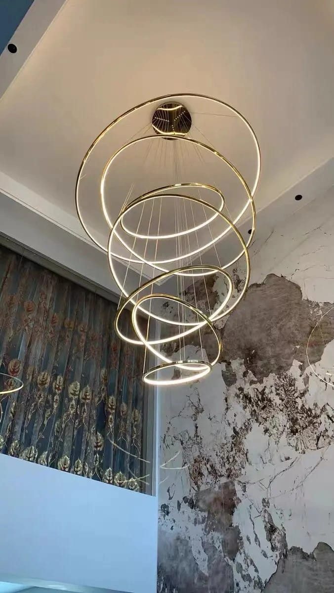Customer photo review of Gold Chandelier, Interlocking LED Rings, Acrylic, Adjustable Cord