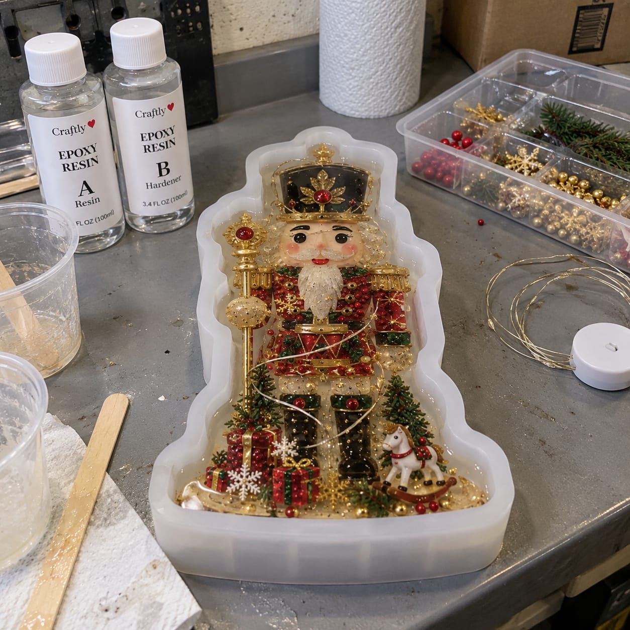 Customer photo review of Resin Christmas Tree Night Light DIY Kit, 2026 New Holiday Craft Gift, Glowing Christmas Tree with Mold, Lights and Charms