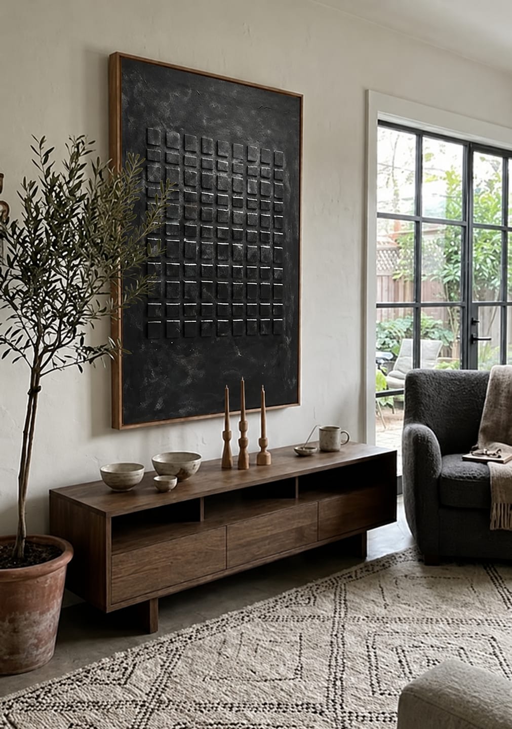 Customer photo review of Obsidian Grid Relief Painting