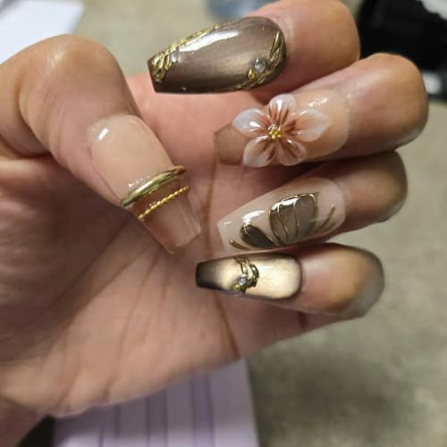 Customer photo review of Jungle Safari Monkey Press On Nails 3D Flower & Leopard Print Nail Art Exotic Animal Nail Set Handmade Safari Nails