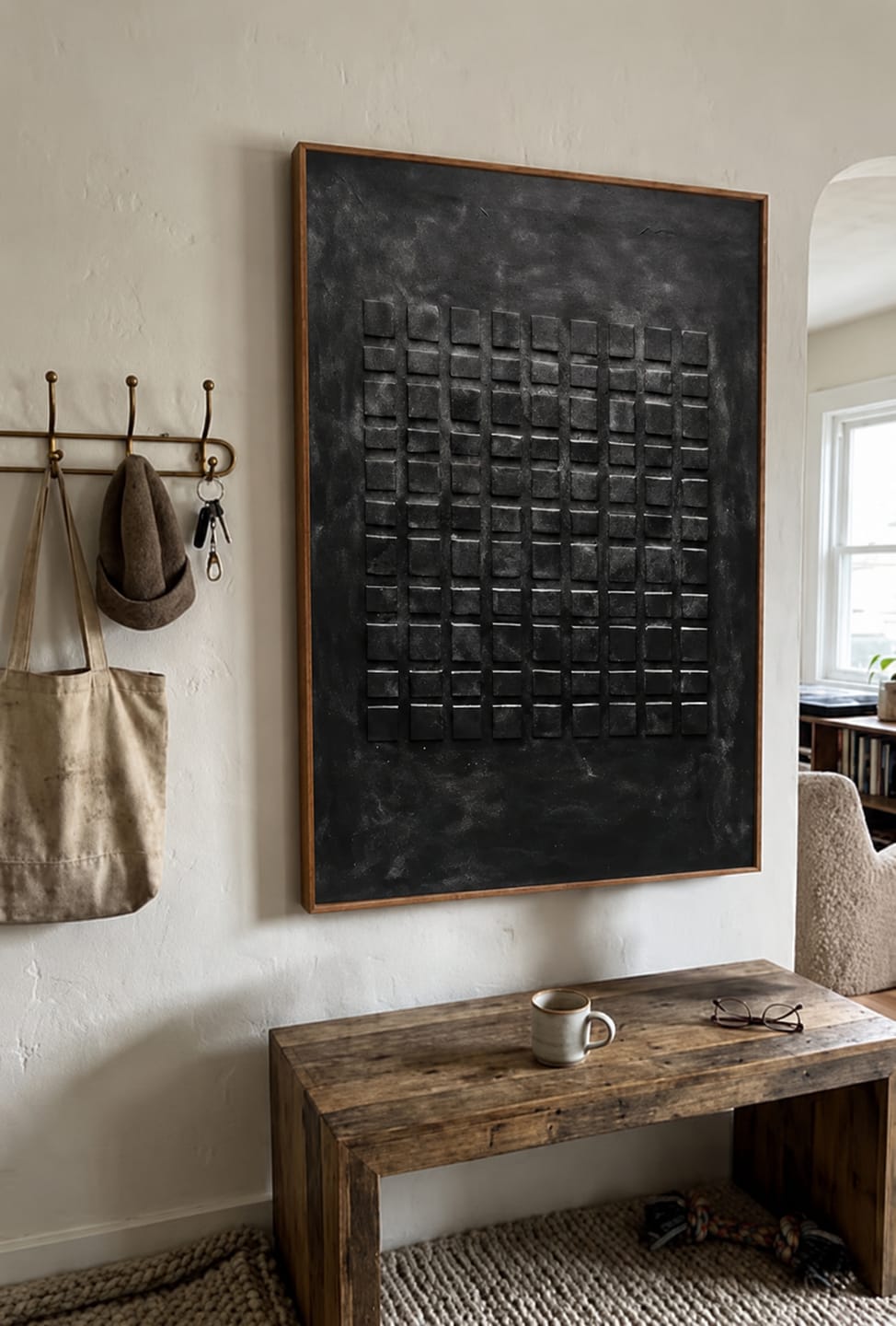 Customer photo review of Obsidian Grid Relief Painting